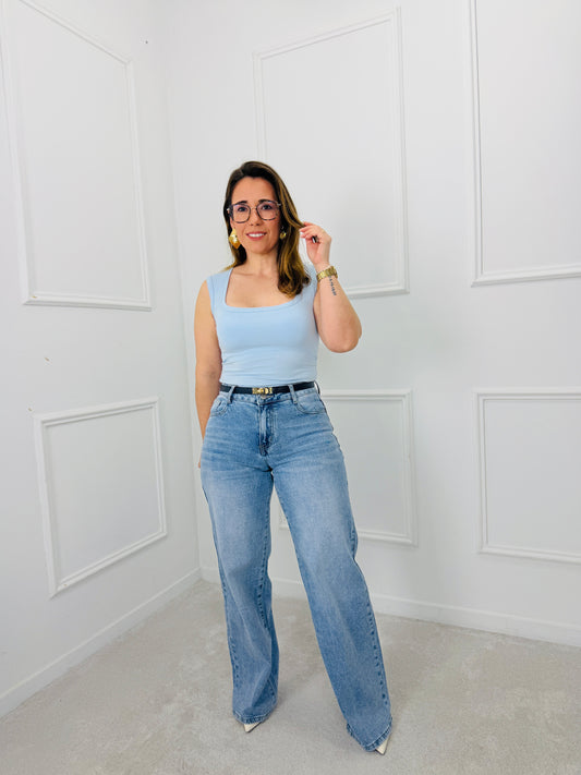 CALÇA GANGA WIDE LEG DETALHE ESTRELA