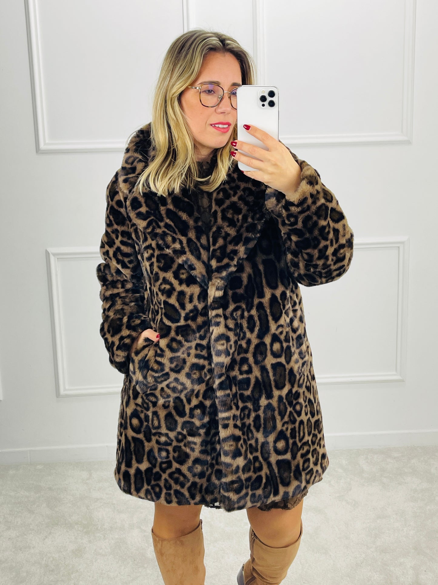 CASACO DE PELO ESTAMPADO LEOPARDO