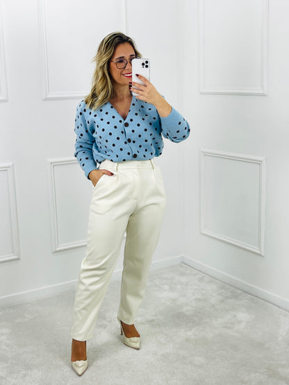 CARDIGAN AZUL COM PINTAS