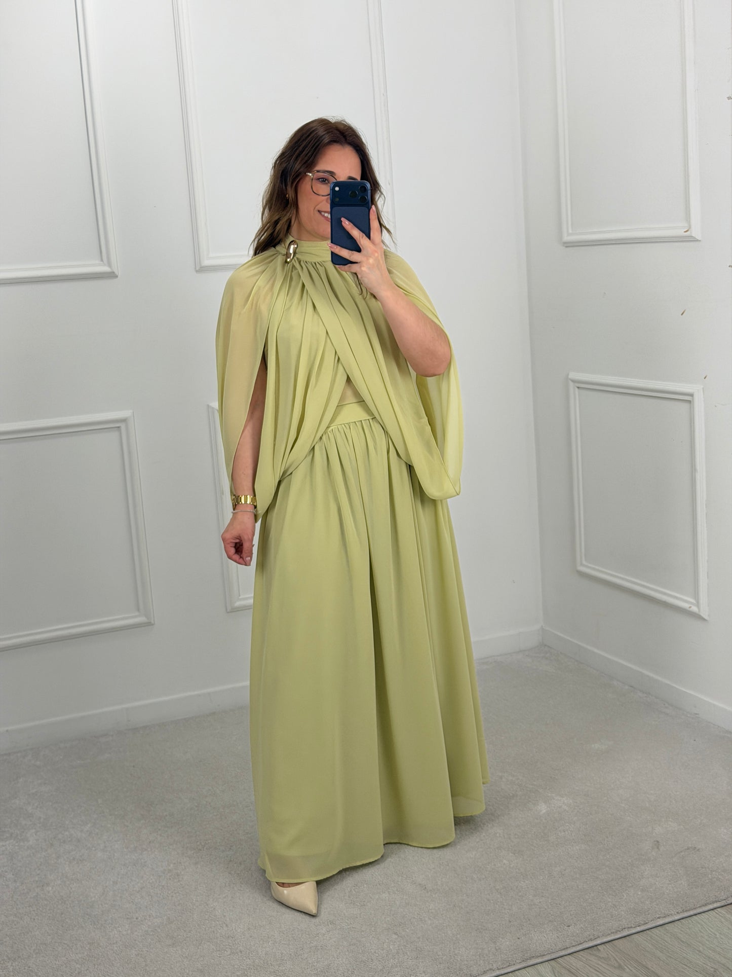 CONJUNTO SAIA E TOP VERDE