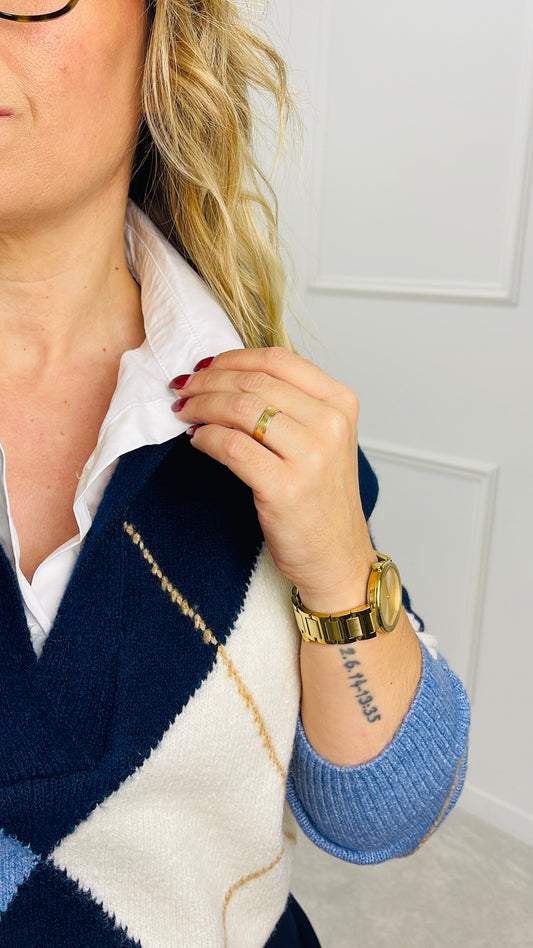 CAMISOLA MALHA AZUL MARINHO EFEITO CAMISA