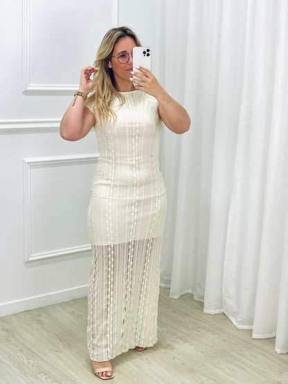 VESTIDO COMPRIDO COM COSTA DESCOBERTA