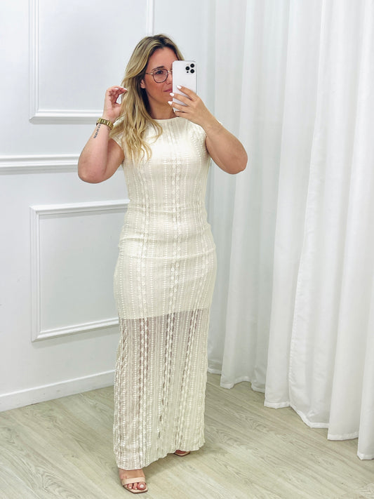 VESTIDO COMPRIDO COM COSTA DESCOBERTA