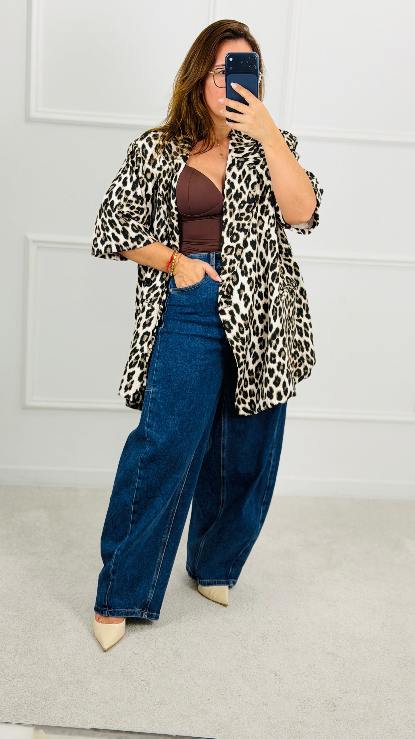 BLAZER OVERSIZED ANIMAL PRINT LEOPARDO