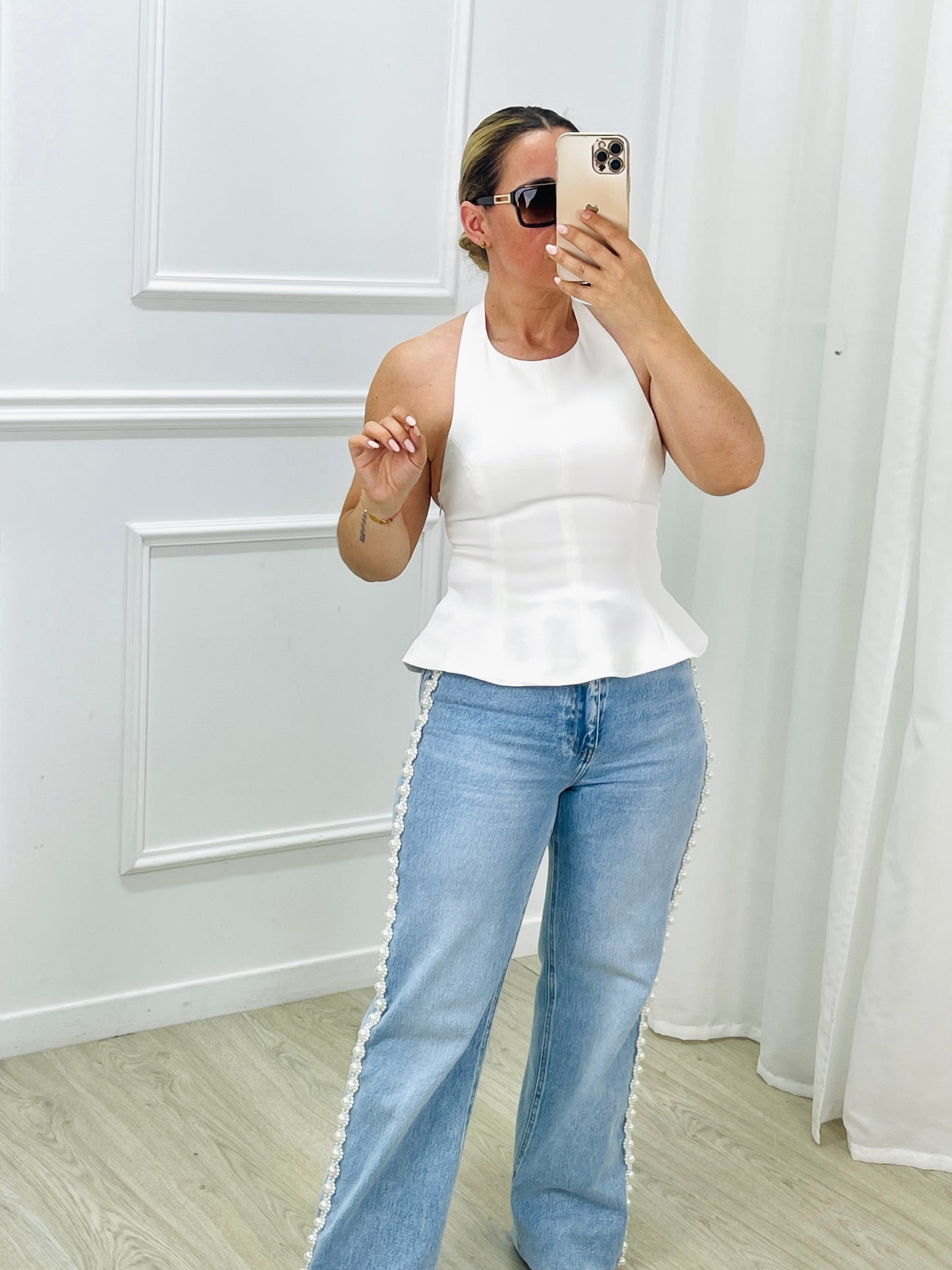 CALÇA GANGA COM PEROLAS