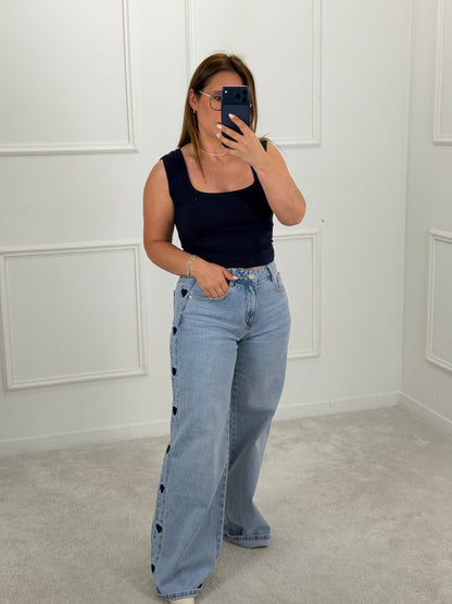 CALÇA WIDE LEG CORAÇÃO LATERAL