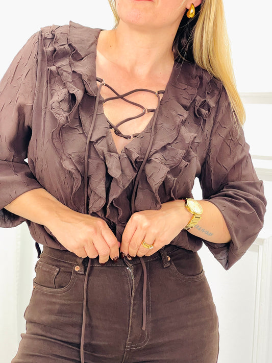 CAMISA FOLHOS CHOCOLATE