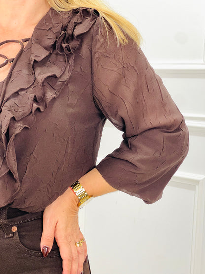 CAMISA FOLHOS CHOCOLATE