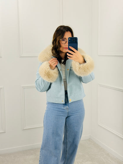 CASACO ECOPELE AZUL BEBE COM PELO