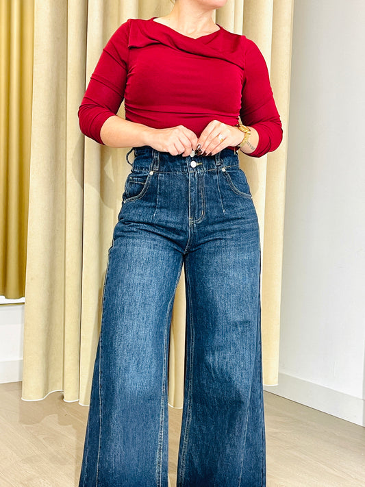 CALÇA WIDE LEG ESCURA