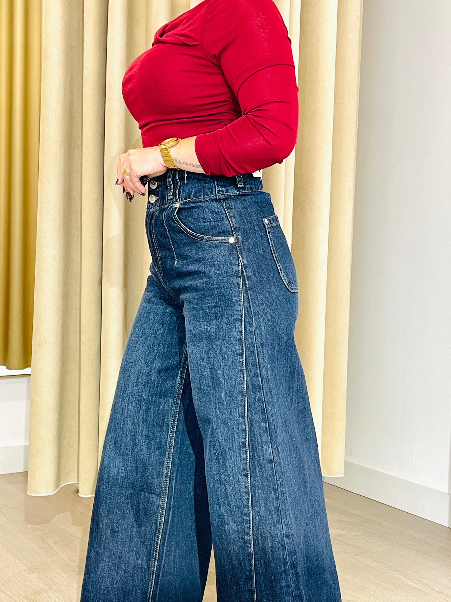 CALÇA WIDE LEG ESCURA