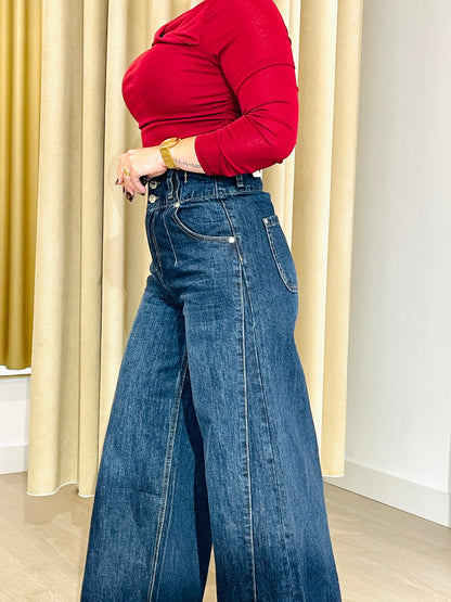 CALÇA WIDE LEG ESCURA