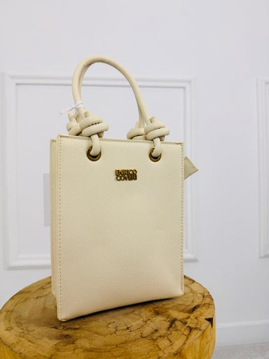 MALA BEGE ESTRUTURADA COM ALÇAS DE NÓ ENRICO COVERI