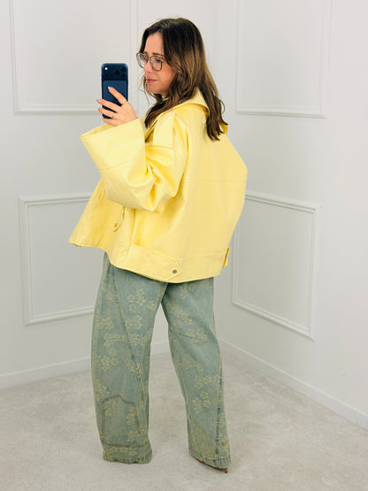 CASACO ECOPELE AMARELO OVERSIZED