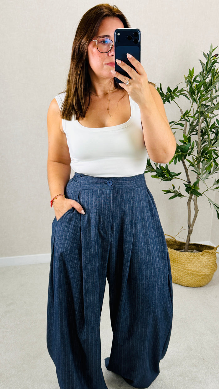 Calça de Alfaiataria Palazzo Azul