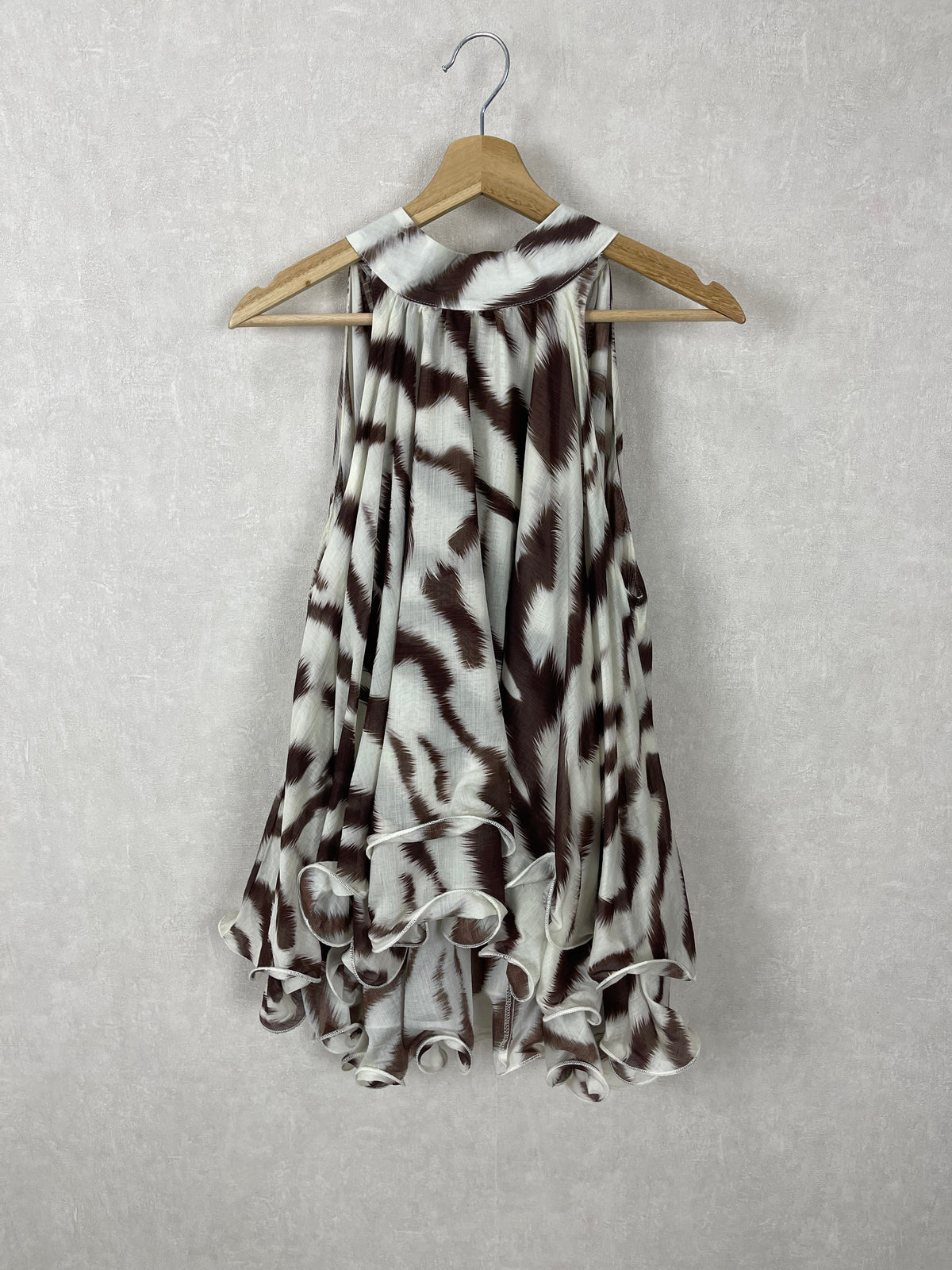 Top Halter Estampado com Folhos