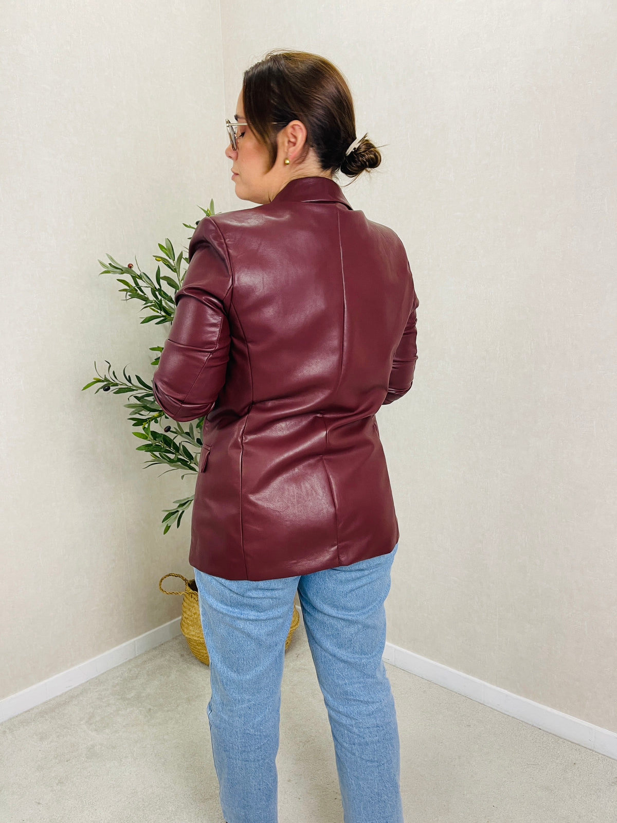Blazer Efeito Pele Bordeaux Drôle de Copine