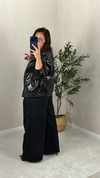 Bomber Ecopele Croco Preto