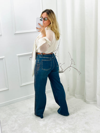 Wide Leg Pants with Sparkles