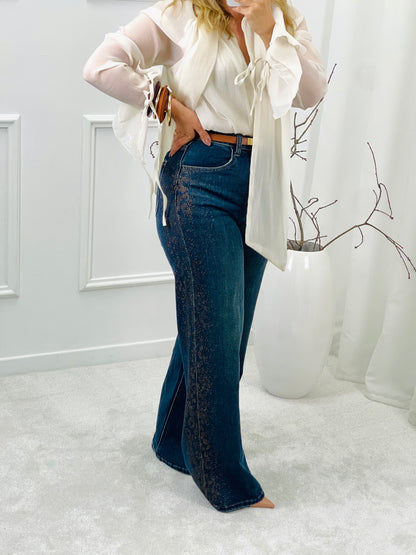 Wide Leg Pants with Sparkles