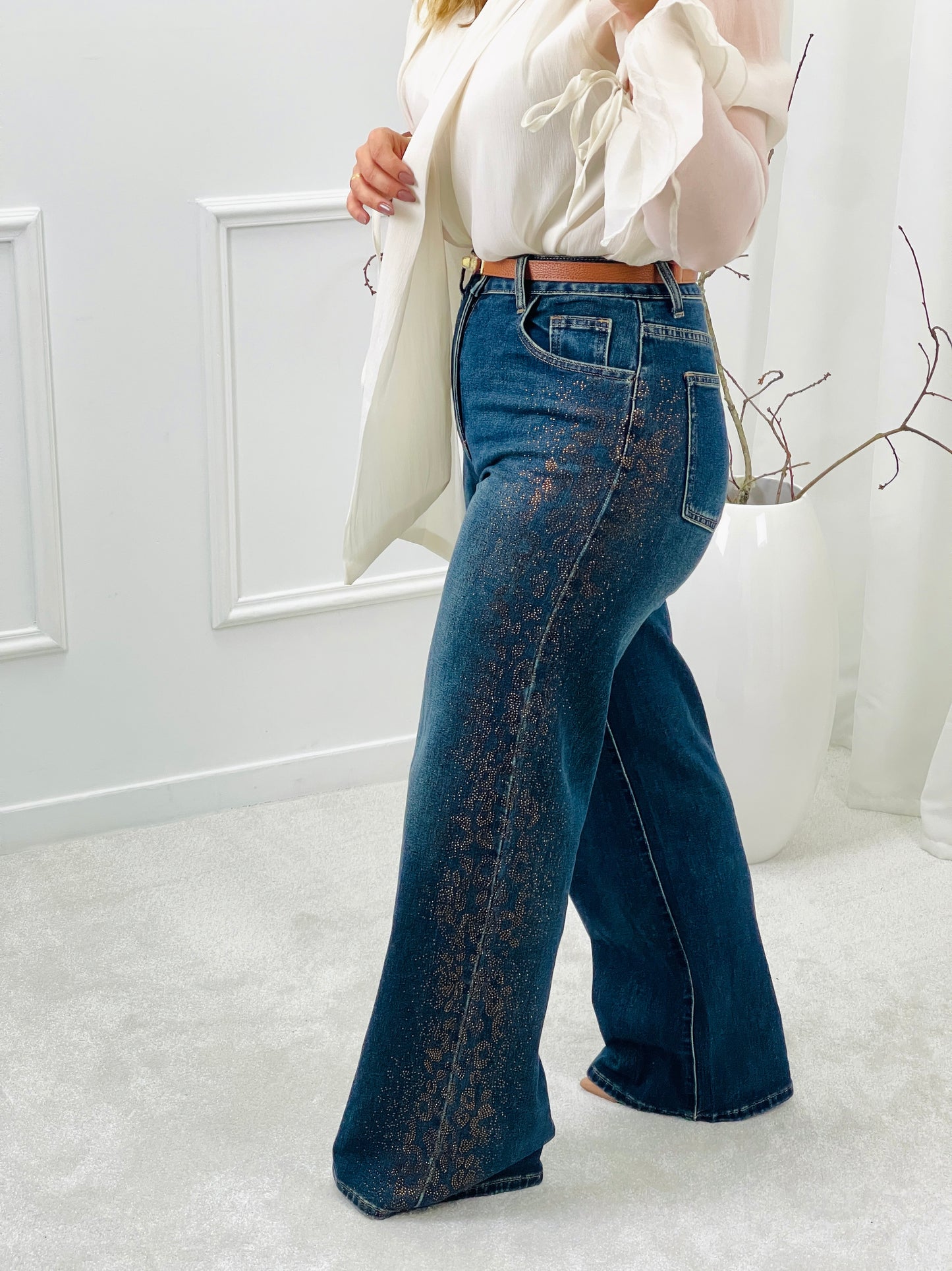Wide Leg Pants with Sparkles