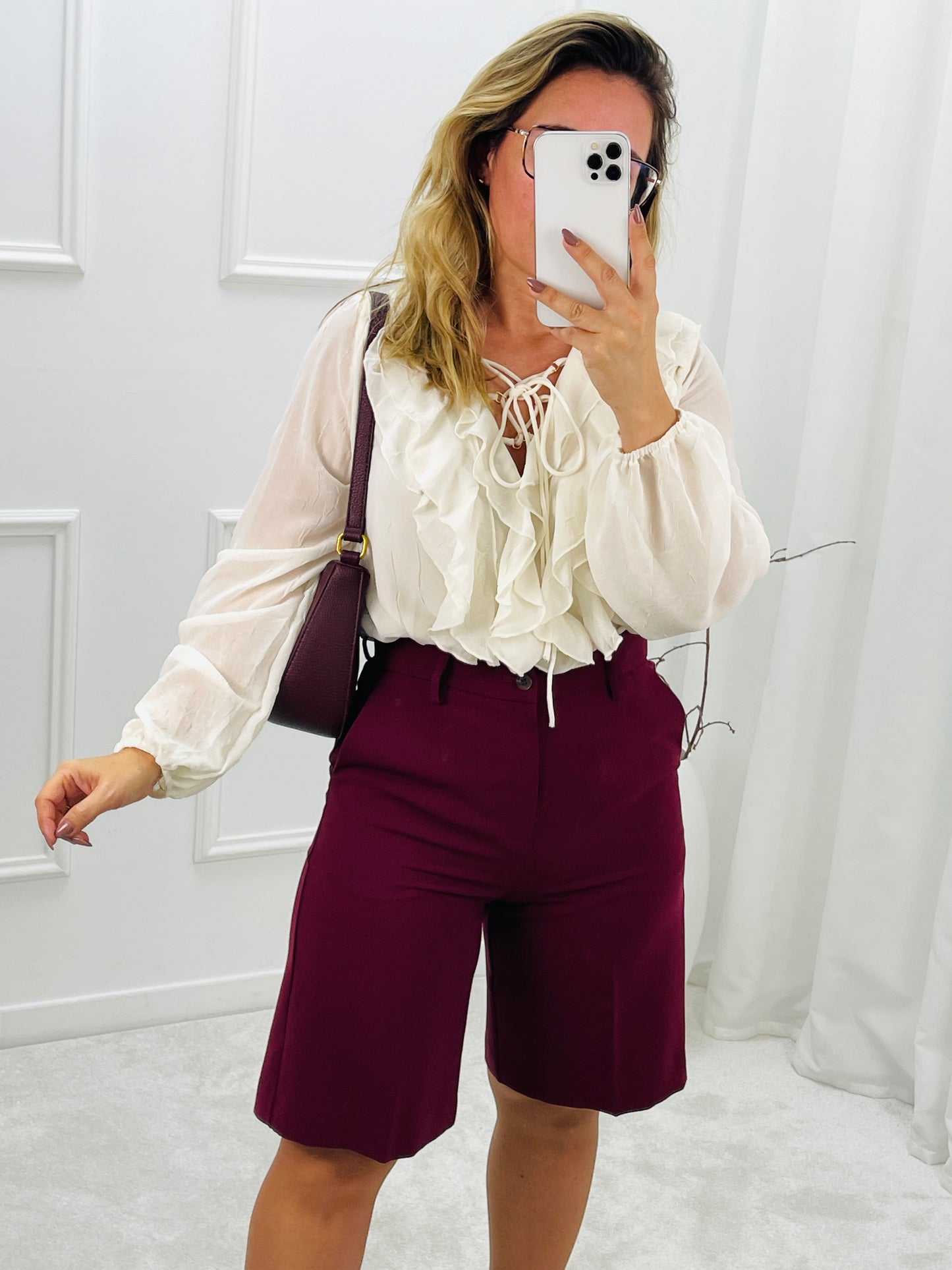 CALÇÃO EM TECIDO BORDEAUX