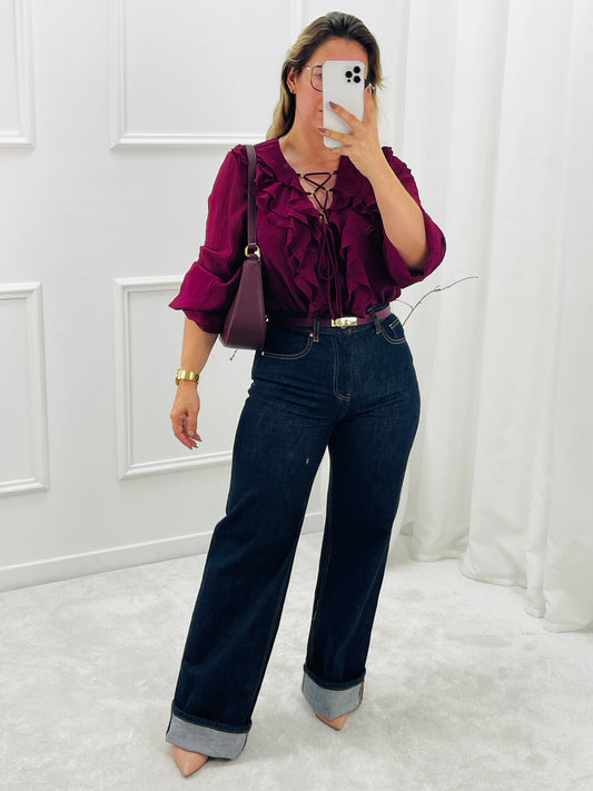 CALÇA WIDE LEG ESCURA