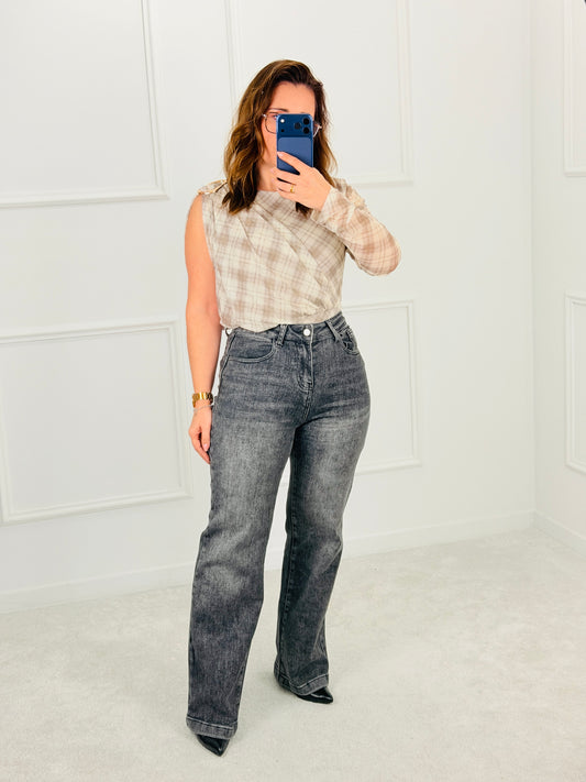 CALÇA STRAIGHT LEG CINZA