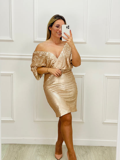 ROBE À SEQUINS DORÉS