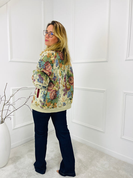 BOMBER FLORAL TEXTURIZADO