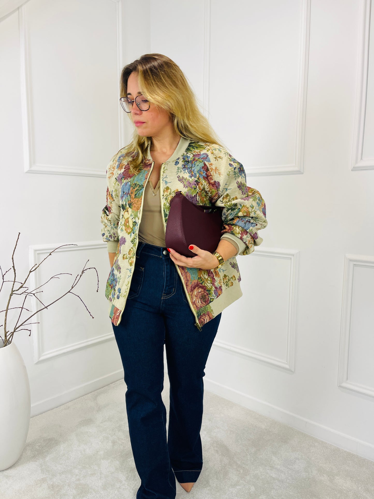 BOMBER FLORAL TEXTURIZADO