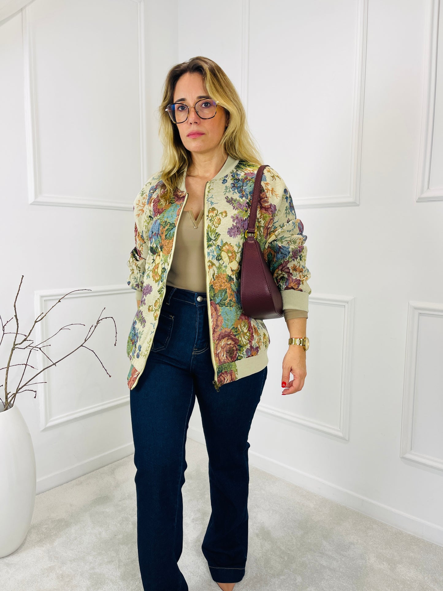 BOMBER FLORAL TEXTURIZADO