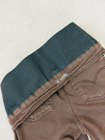 Calça de Ganga Castanho com Cinta