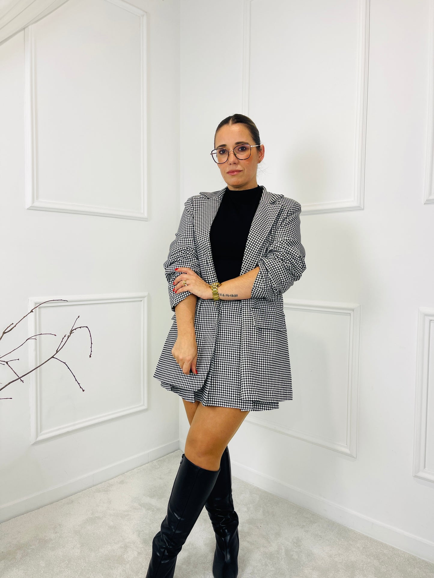 CONJUNTO SAIA E BLAZER XADREZ