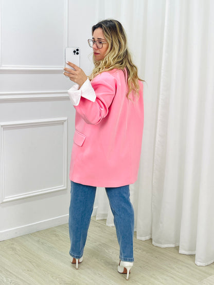 BLAZER OVERSIZED DETALHE MANGA ROSA