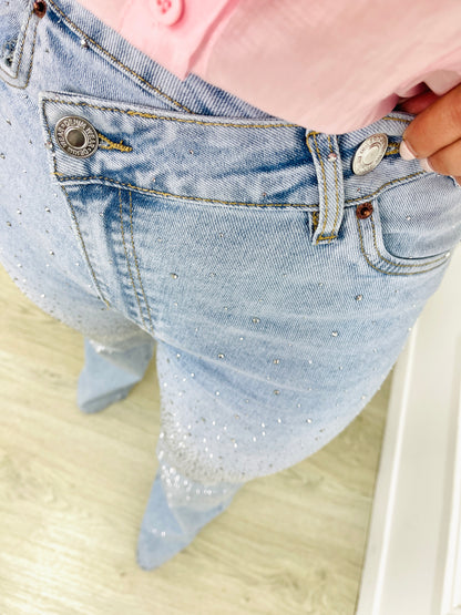 CALÇA DE GANGA WIDE LEG COM BRILHOS VSMISS
