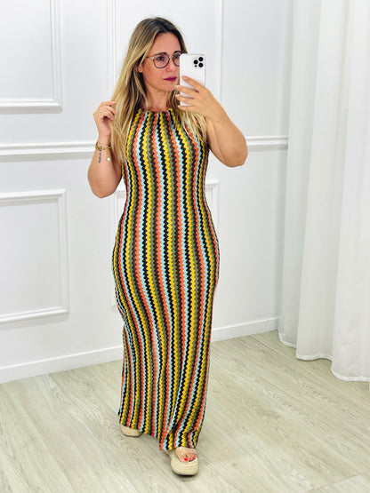 VESTIDO MULTICOR COMPRIDO