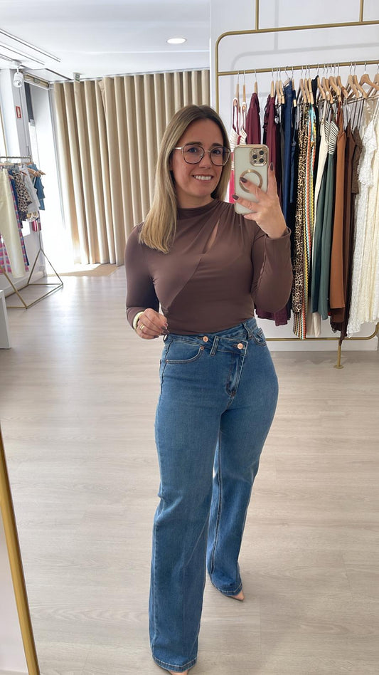 CALÇA CINTURA ASSIMETRICA WIDE LEG KATE