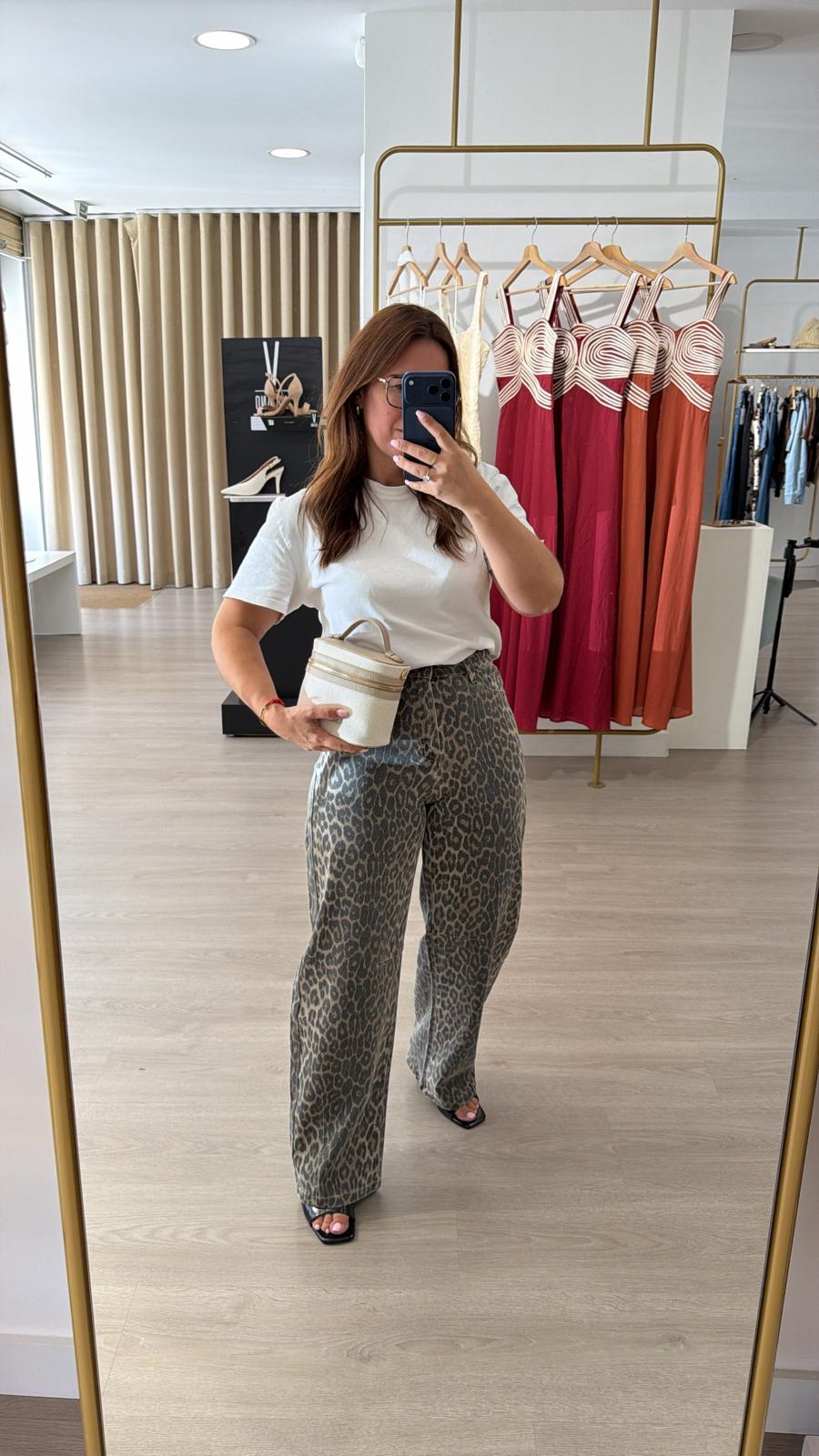 Calças Wide Leg Leopardo