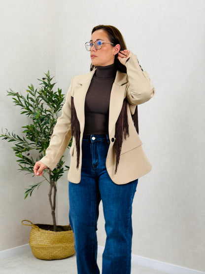 Blazer Bege com Franjas